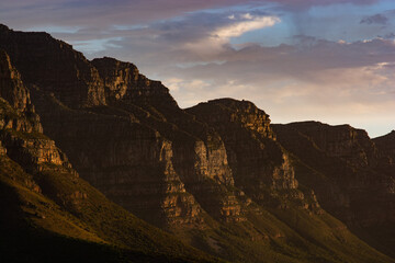 Table Mountain, Cape Town, South Africa, sunset 