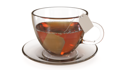 Glass of Tea with Bag transparent background high quality details - 3d rendering