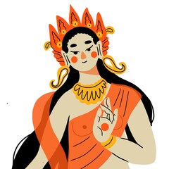 colour illustration of Goddess Lakshmi - obrazy, fototapety, plakaty