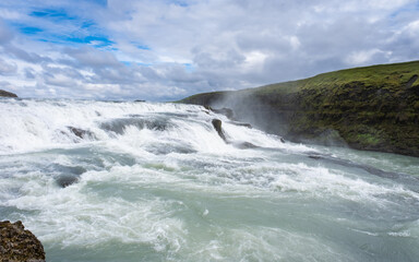 Close up of Gullfoss Waterfall on the Hvita River, Golden Circle, Iceland