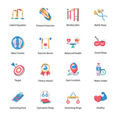 Set of Exercise Hand Drawn Icons 

