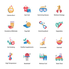 Collection of Workout Tools Hand Drawn Icons 

