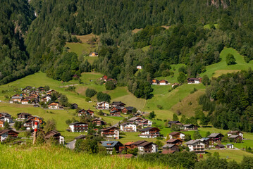 Fototapeta na wymiar Typical houses on an alpine village, Austria