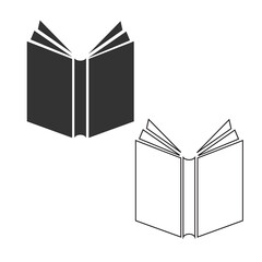 Book icon. Open book set line and background vector ilustration.