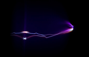 Electric flashover occurring between two electrodes due to corona effect.