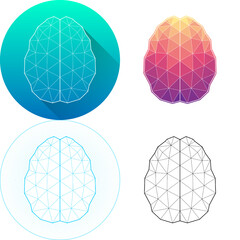 Set of Human Brain Top View Central Nervous System Medical Human Organ Logo Icon Minimalistic Triangulated Polygonal Low Poly, Line Art Isolated on White Background
