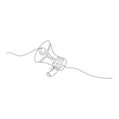 Obraz premium Megaphone one line. News announcement by a loudspeaker with a continuous line. Vector drawing. 