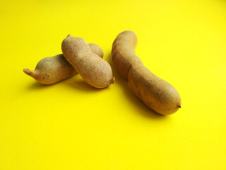 Exotic tamarind, delicious ripe tamarind fruit, close up, fruit harvest
