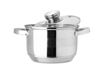 Stainless steel pot, kitchen tools isolated on a transparent background