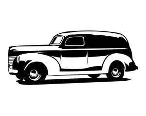 Fototapeta premium Illustration of 1952 chevrolet panel van. The illustrations are easy to use and highly customizable, logically layered to suit your needs. shiny car isolated on white background