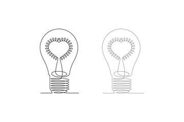 single line hand draw.
heart light bulb illustration.
Icon symbol in simple terms.
doodle vector.