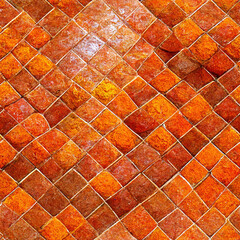 Moroccan Ceramic Tiles - Orange - Pattern 100% tileable Generative Art (AI)