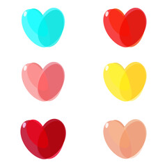 A set of hearts in different colors. Blue, red, pink heart. To decorate for Valentine's Day, wedding.