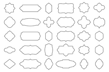 Obraz premium Set of Outline Vintage Frame or Cartouches For Badges In Ornate Classical Curved And Rounded Symmetrical