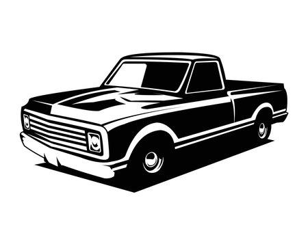 recommend clip art: best silhouette chevy c10 truck industry logo. view from side isolated white background. vector illustration available in eps 10.