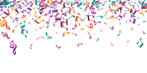 Musical notes flying vector background. Sound