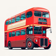Fototapeta na wymiar Classic double decker bus. A bright red traditional London bus isolated over white. generative ai