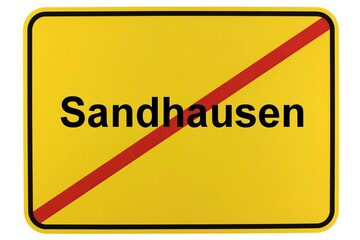 Illustration eines Ortsschildes der Gemeinde Sandhausen in Baden-Württemberg