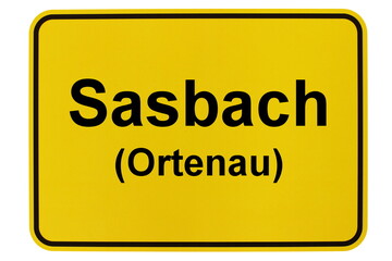 Illustration eines Ortsschildes der Gemeinde Sasbach (Ortenau) in Baden-Württemberg