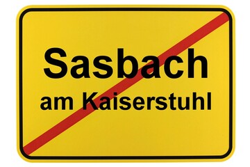 Illustration eines Ortsschildes der Gemeinde Sasbach am Kaiserstuhl in Baden-Württemberg