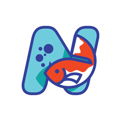 Alphabet N Fish Logo