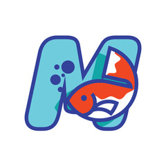 Alphabet M Fish Logo