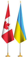 Isolated small Ukrainian,Canadian flags.Ukraine,Canada table flags together