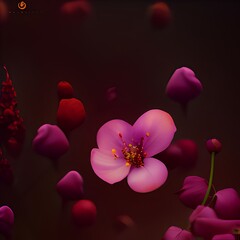 Generative AI,close-up of pink flowering plant