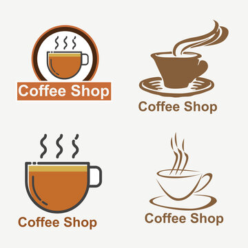Coffee Shop Logos, vector illustration, emblem set design on white background