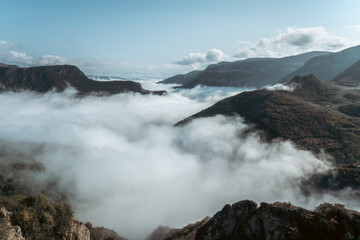 Mountains and fog