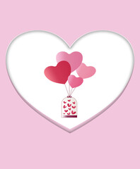 valentine card with heart and balloons 