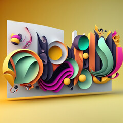 Abstract banner 3D web colorful - generated by Generative AI
