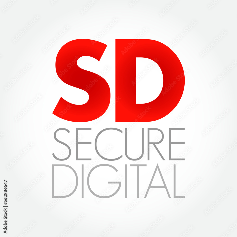 Poster sd - secure digital is a proprietary non-volatile memory card format, acronym text concept backgroun