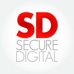 SD - Secure Digital is a proprietary non-volatile memory card format, acronym text concept background