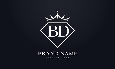 Diamond crown vector. Luxury queen logo for jewelry vector with letters