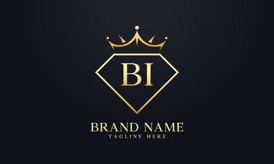 Diamond crown vector. Luxury queen logo for jewelry vector with letters