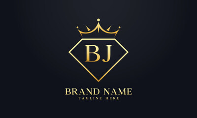 Diamond crown vector. Luxury queen logo for jewelry vector with letters