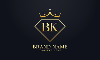 Diamond crown vector. Luxury queen logo for jewelry vector with letters