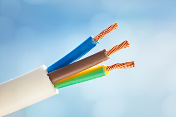 Electric appliance cable twin and earth, live, neutral and earth wiring - 562989317