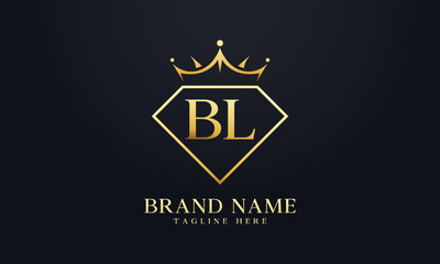 Diamond crown vector. Luxury queen logo for jewelry vector with letters