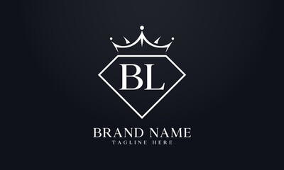 Diamond crown vector. Luxury queen logo for jewelry vector with letters