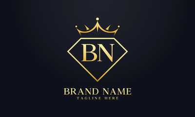 Diamond crown vector. Luxury queen logo for jewelry vector with letters