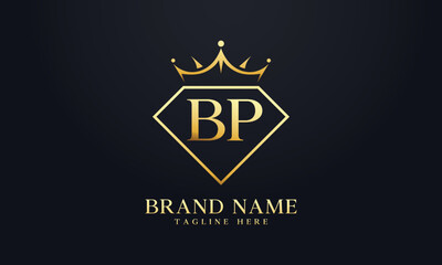 Diamond crown vector. Luxury queen logo for jewelry vector with letters