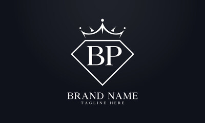 Diamond crown vector. Luxury queen logo for jewelry vector with letters