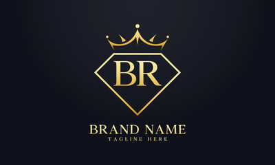 Diamond crown vector. Luxury queen logo for jewelry vector with letters
