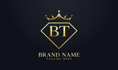 Diamond crown vector. Luxury queen logo for jewelry vector with letters