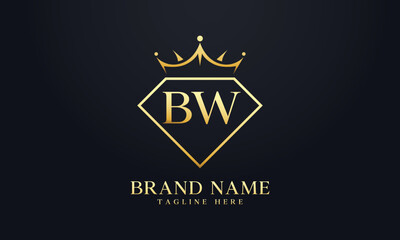Diamond crown vector. Luxury queen logo for jewelry vector with letters