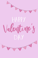 St. Valentine's day greeting card. Celebration lettering with flying hearts.