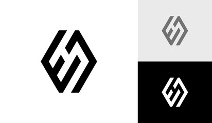 Letter EJ initial hexagon monogram logo design vector