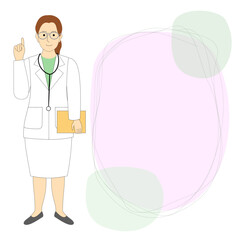 A female doctor, veterinarian giving a piece of advice with speech balloon